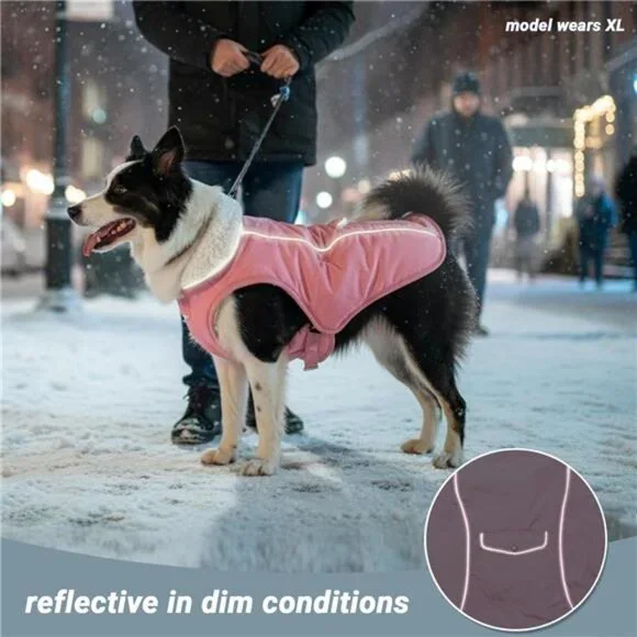 Dog Winter Coat - Warm Dog Clothes Rain Snow Wind Cold Weather Reflective Small - Picture 6 of 8